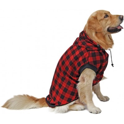 Large Dog Plaid Shirt Coat Hoodie Pet Winter Clothes Warm and Soft